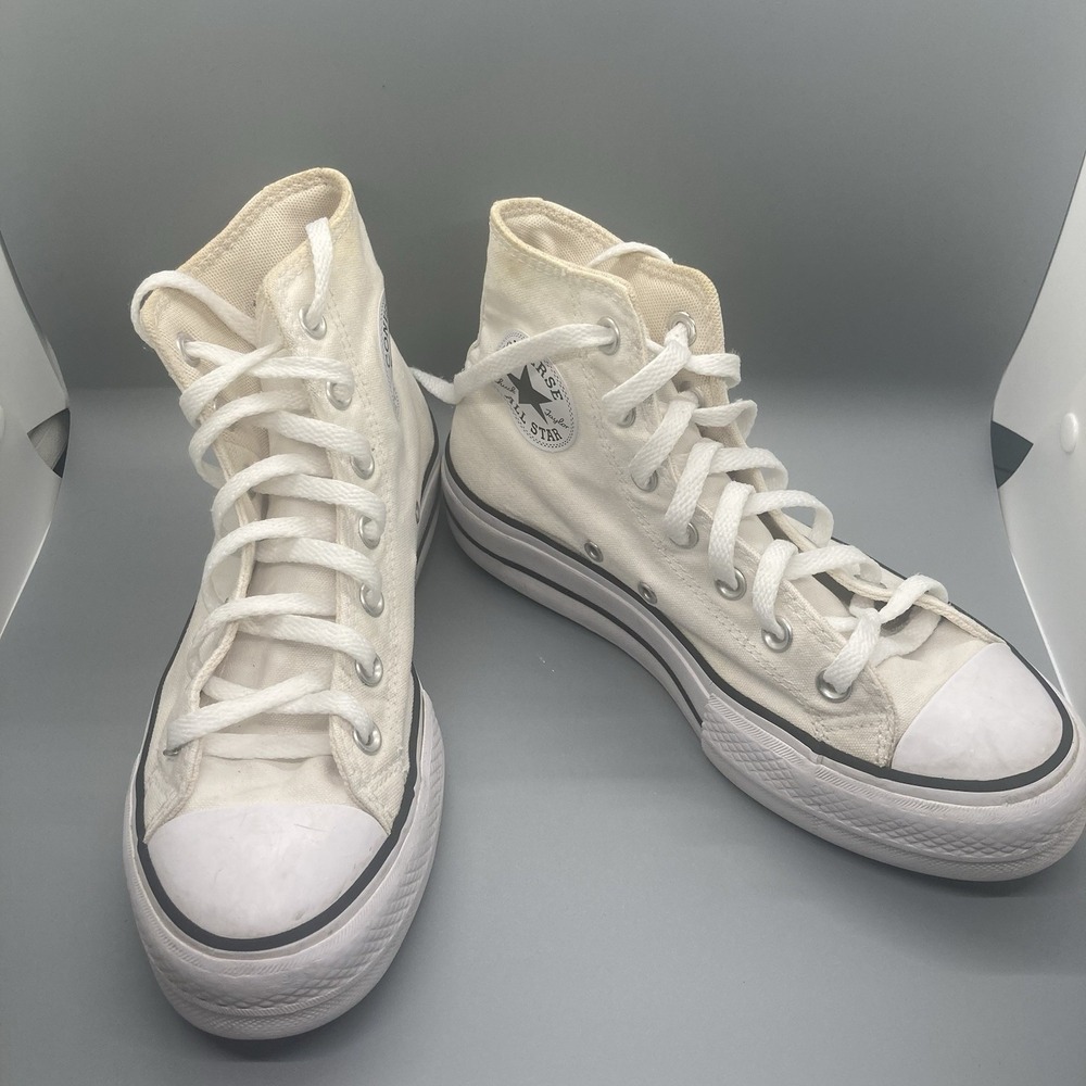 Converse Chuck Taylor All Star Lift Hi White Black Platform Women's Size 7